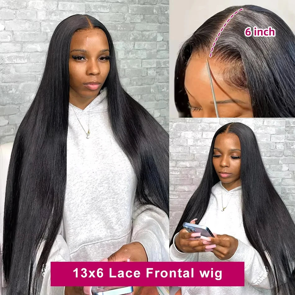 Rosa Beauty 13x4 And 13x6 ST Clear Invisible Lace Front Straight Human Hair Wig Pre Plucked Baby Edges Breathable Adjustable Cap Simple Glueless Install For Daily Picnic Shopping Party Business Trip Women Hair