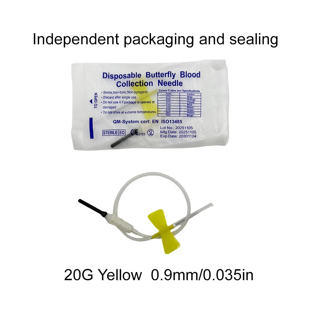 100pcs/Bag Disposable Butterfly Blood Collection Needle Double Wing Type Blood Collection Needle Cat Dogs Animal Pet Care Room