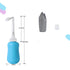 Portable Female Washer blue bottle and gray carrying pouch for personal care hygiene.