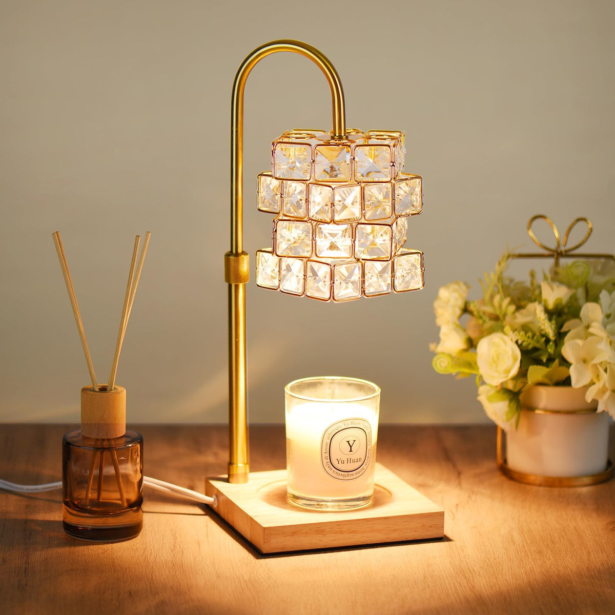 Height Adjustable Candle Warmer Lamp Dimmable with Timer